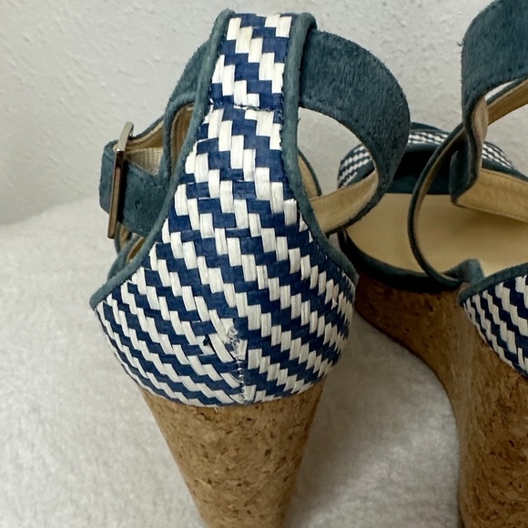 Jimmy Choo Blue and White Wedge Sandals - Picture 14 of 17